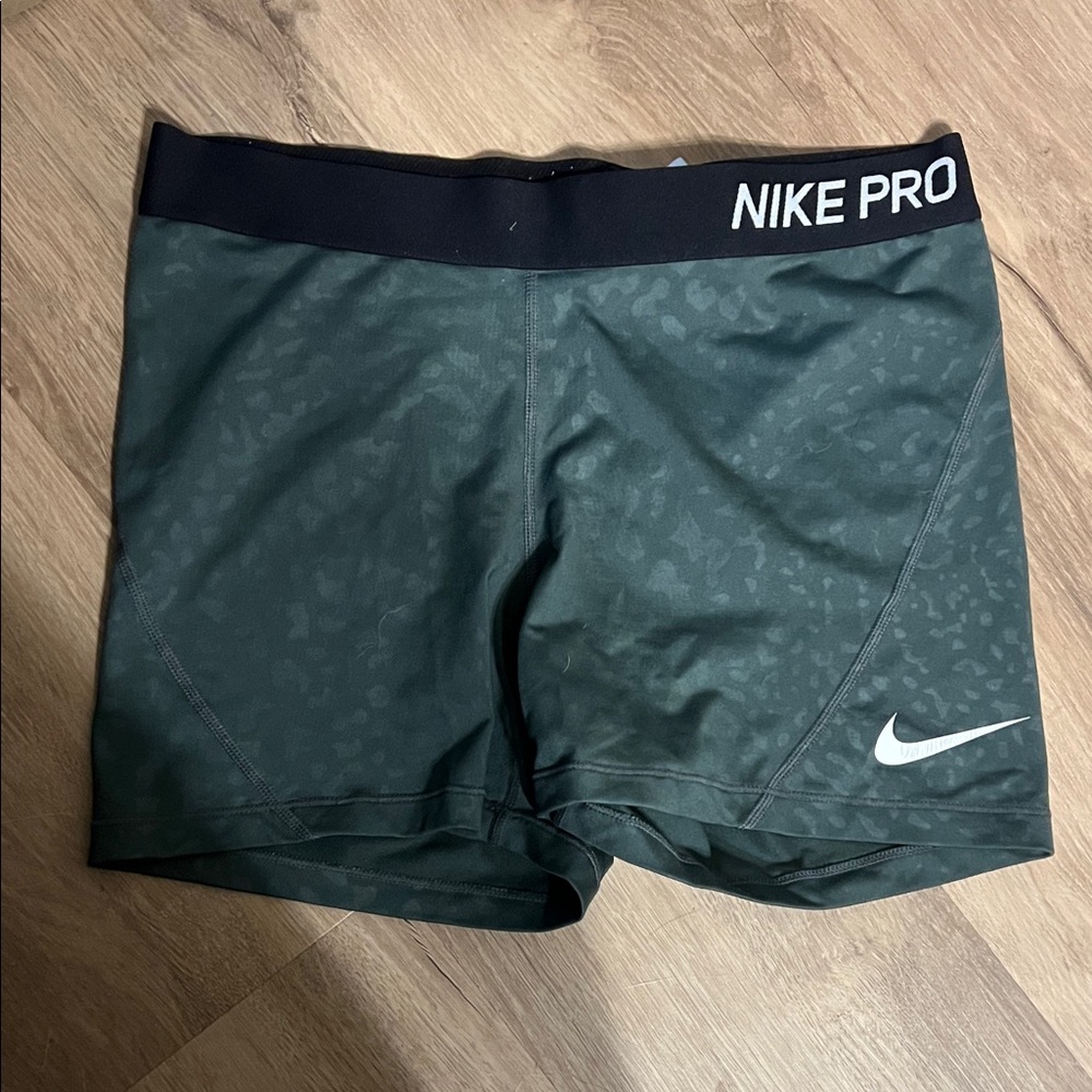 Nike Pro Dark Green and Black Training Shorts